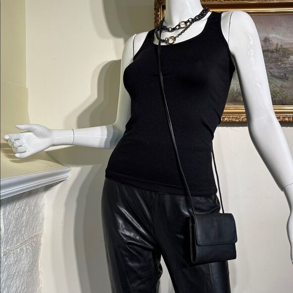 Delane Black Leather Tri-Fold Wallet Crossbody - Picture 2 of 14